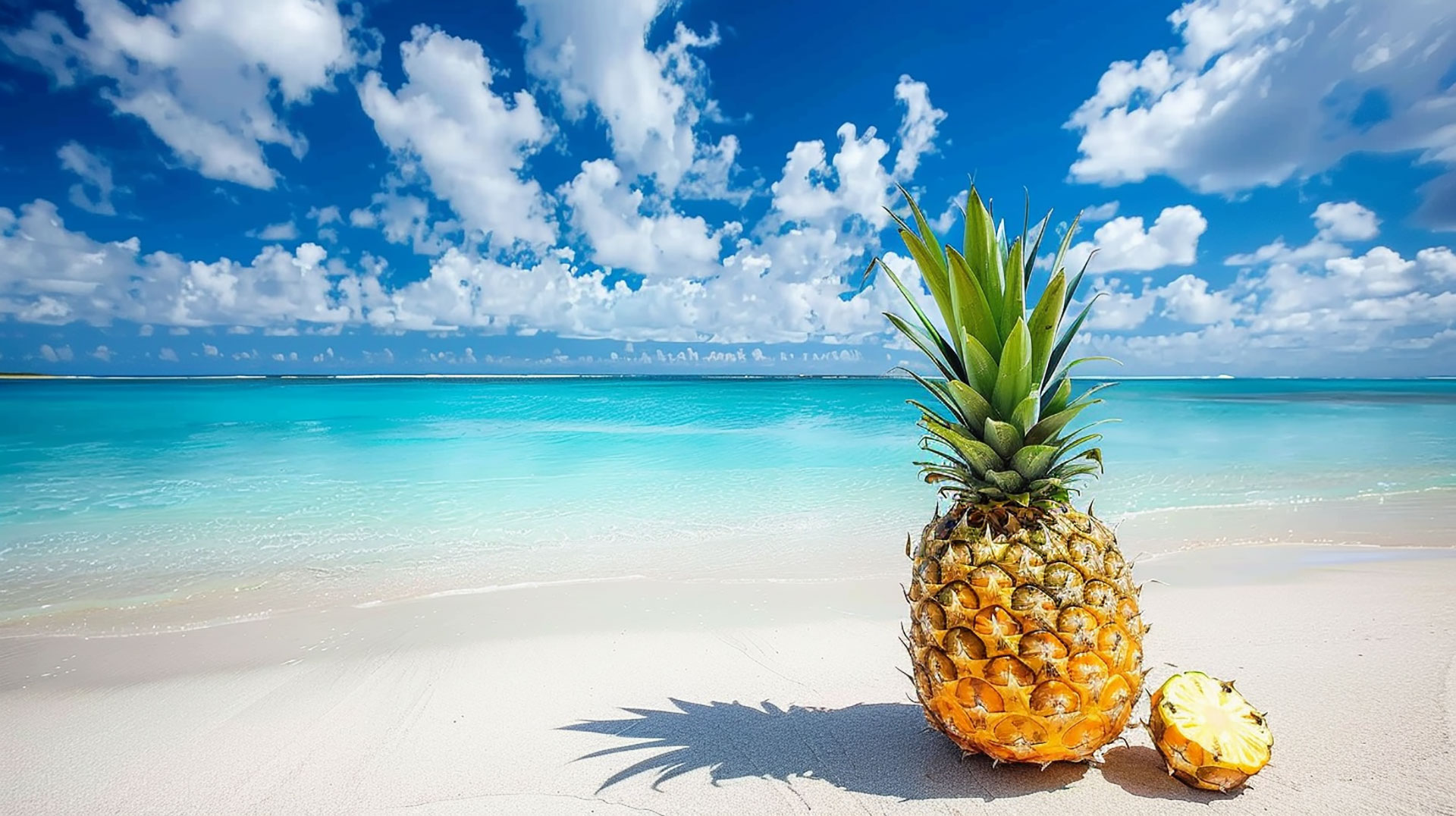 Seaside Pineapple Bliss: 4K Desktop Background