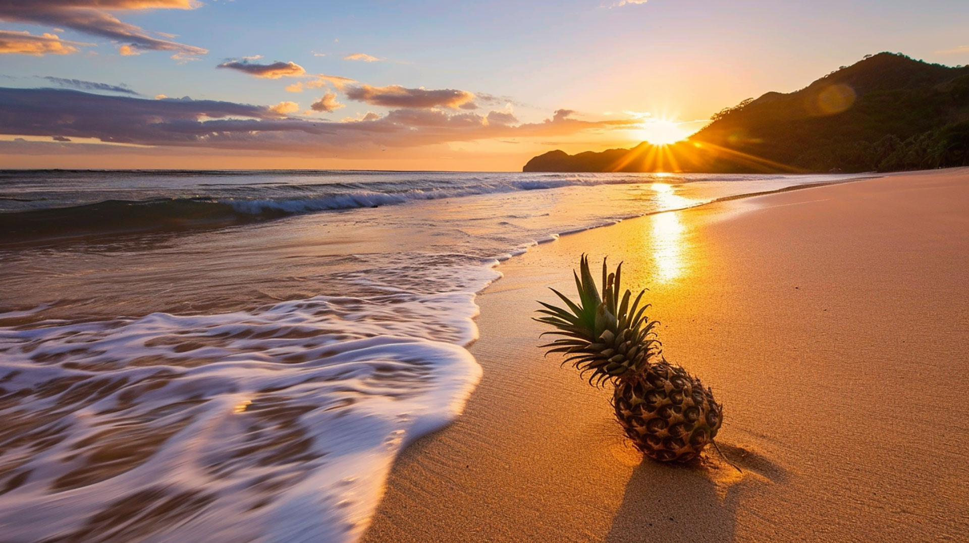 Coastal Dreams: Pineapple and Beach Free Wallpaper