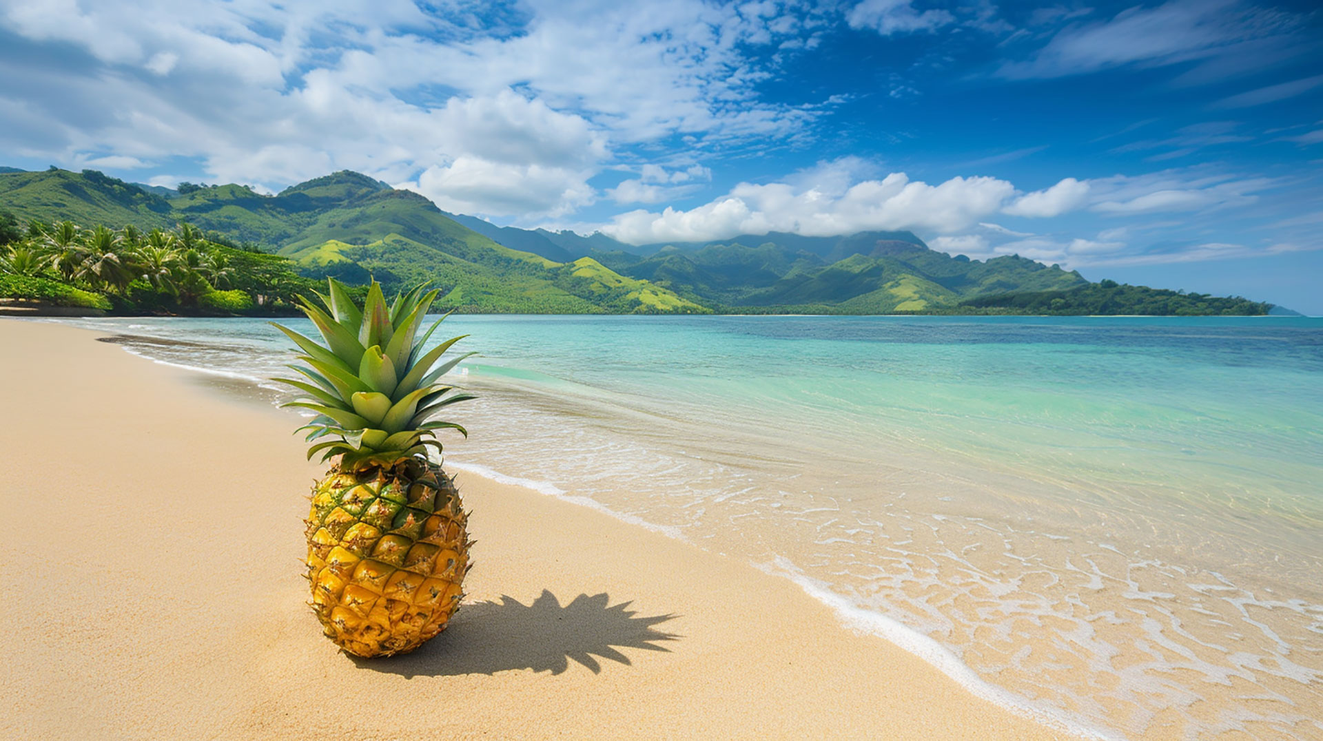 Scenic Beach Pineapple Wallpaper Collection for Your PC