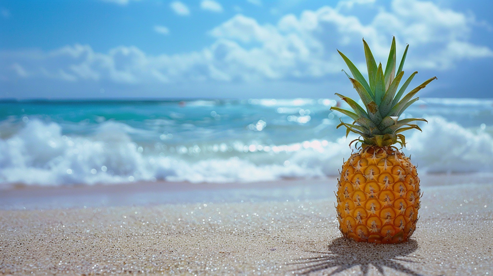 Pineapple Sunset at Beach: Free Wallpaper in HD