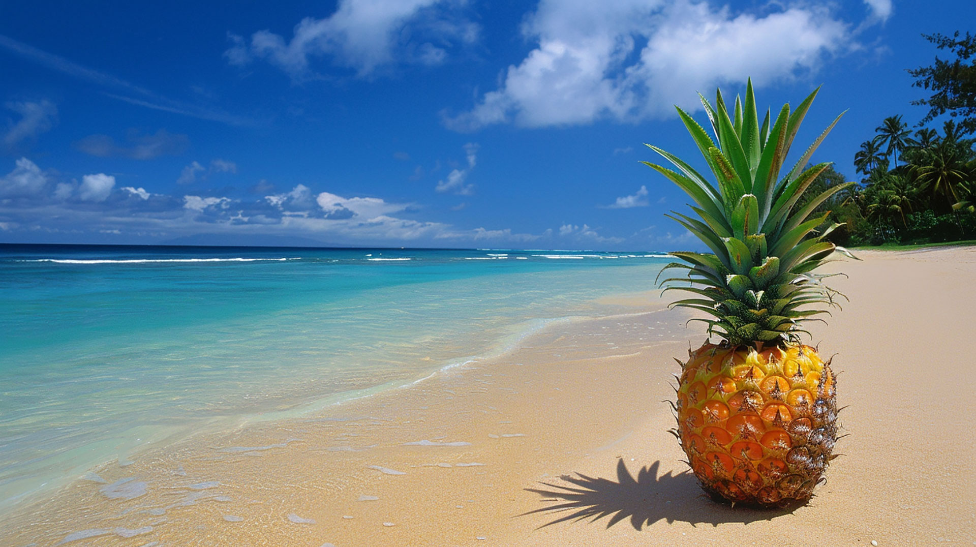 Relaxing Seaside Pineapple: Royalty-Free Stock Photo