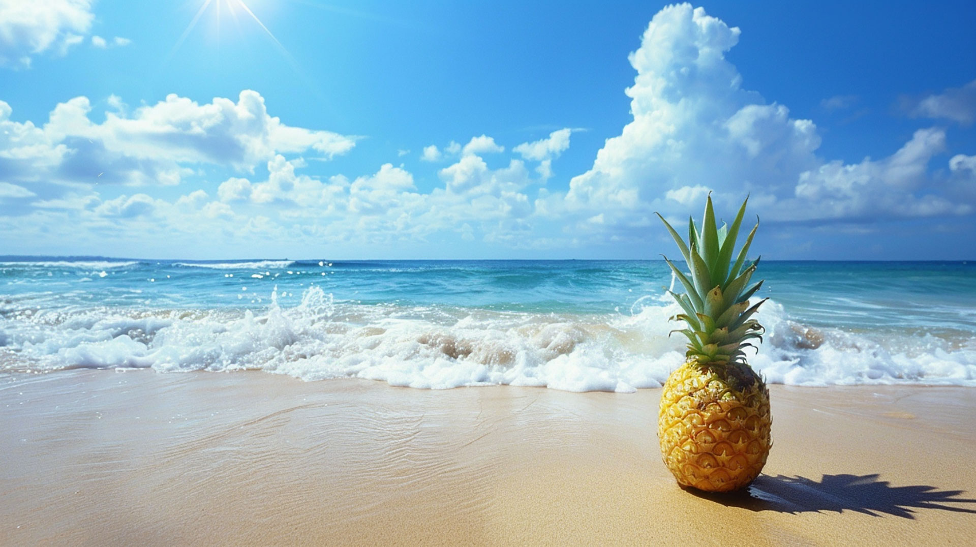 Tranquility at Beach: Pineapple Ultra HD Wallpaper