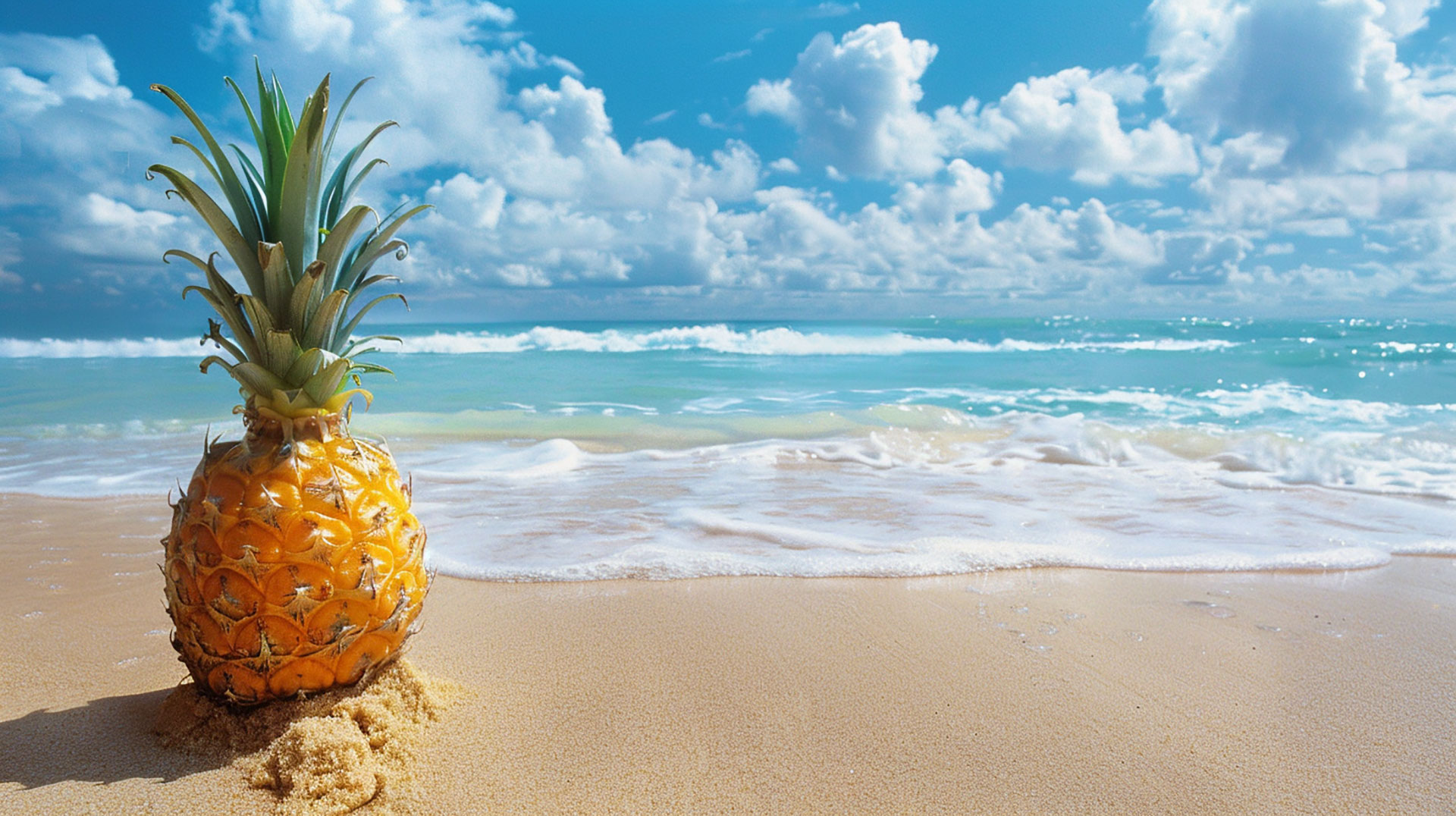 Pineapple and Seashore Blissful Wallpaper for Desktop