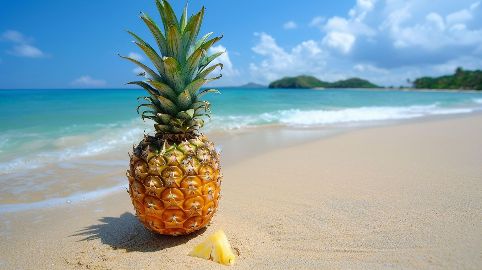 Relaxing Pineapple and Ocean View Desktop Background