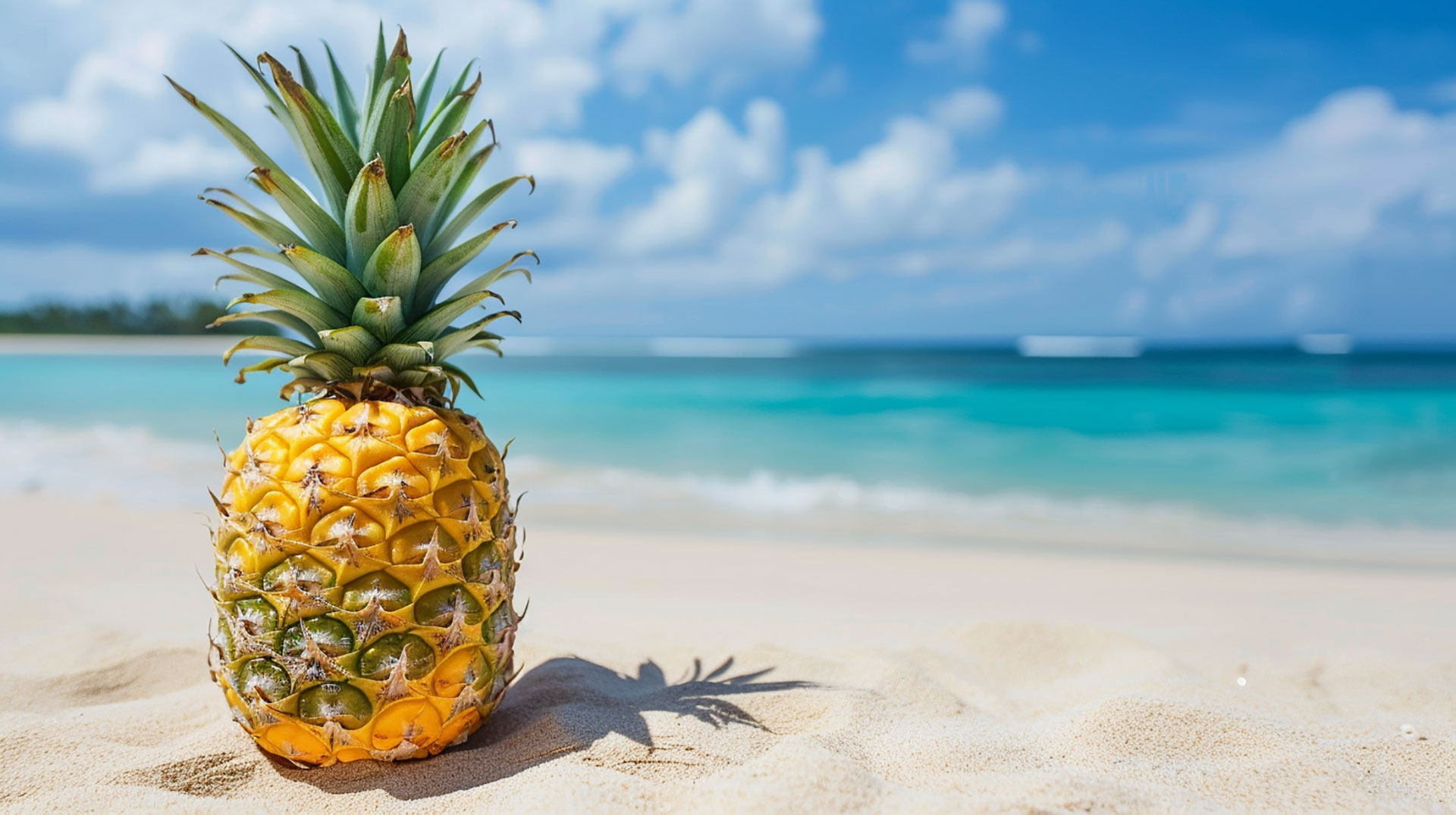 Exotic Pineapple on Beach Free Wallpaper Collection