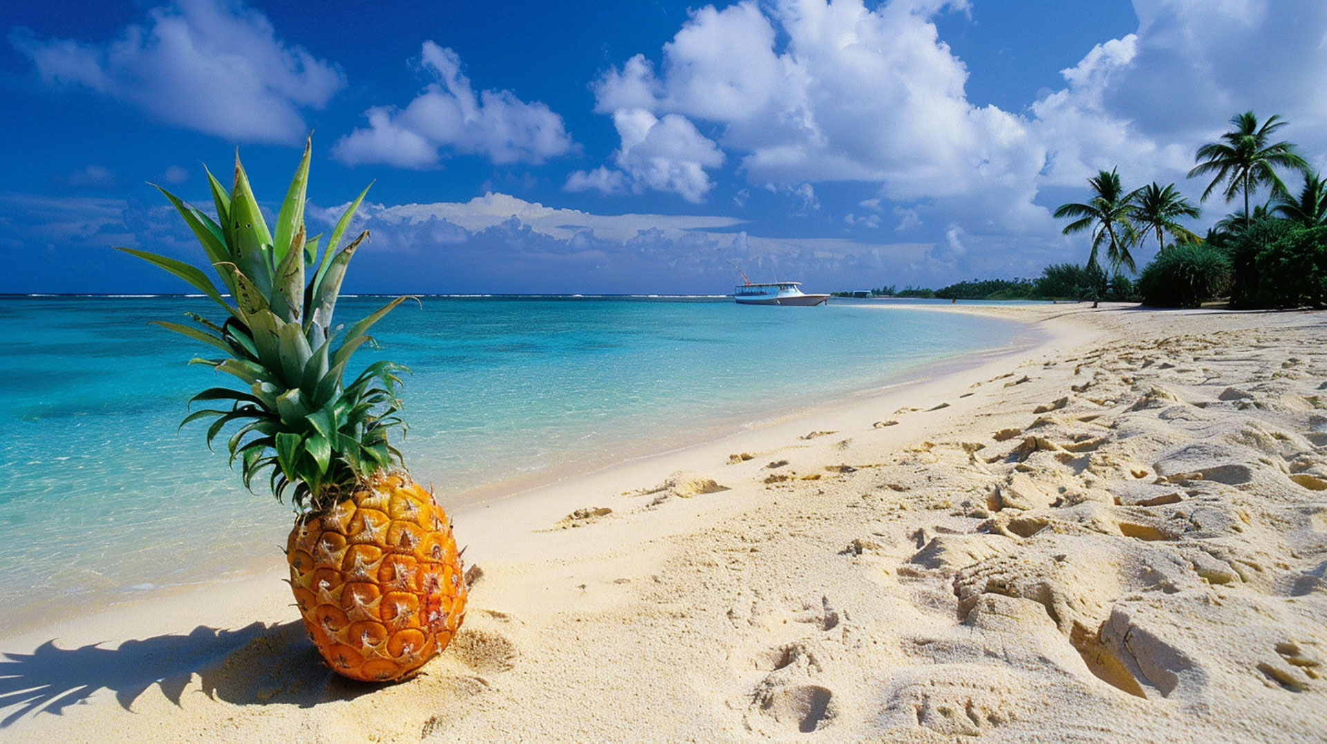 Refreshing Beach Pineapple Digital Background for Download