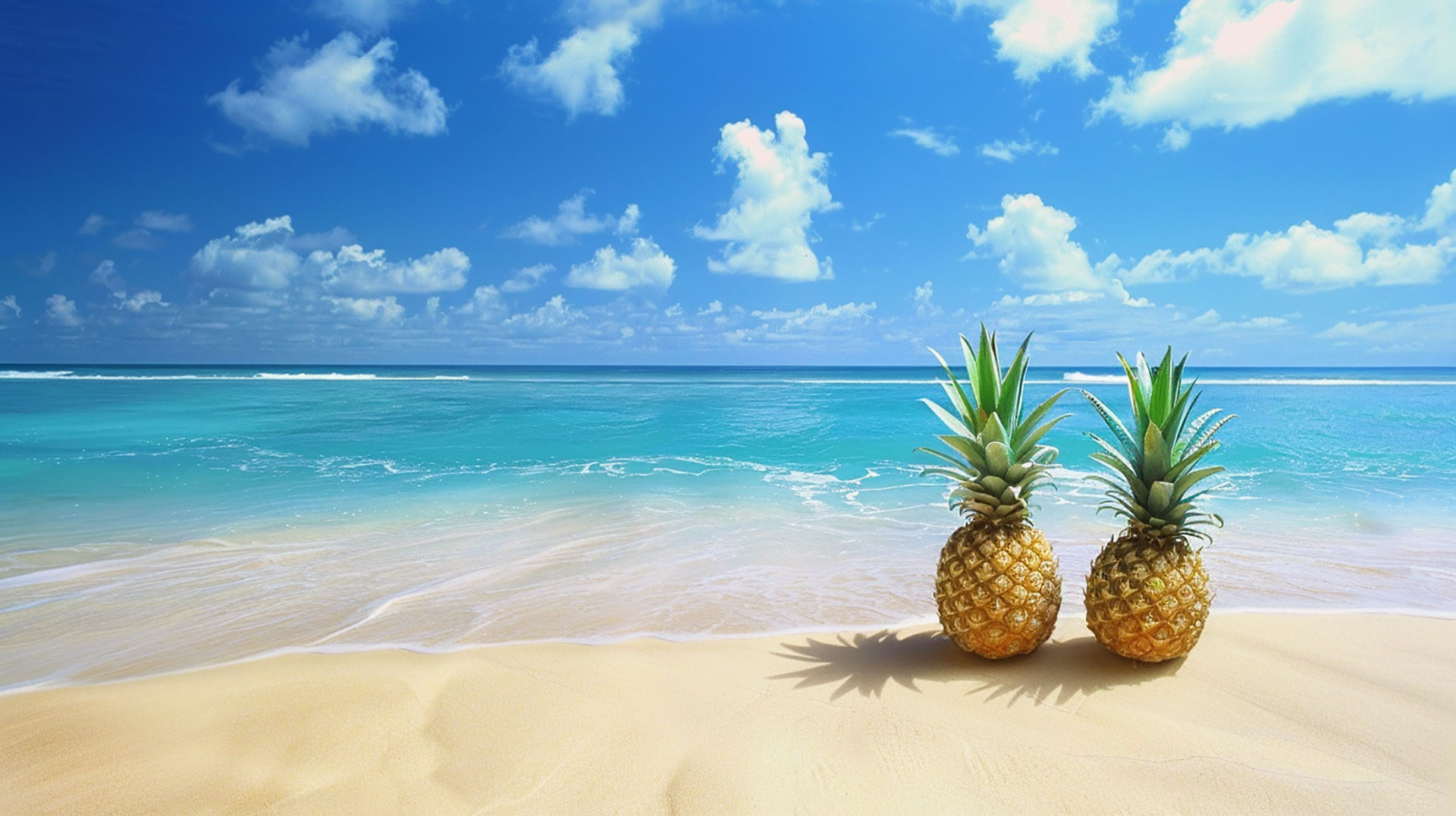 Tranquil Beach Pineapple Scene in Ultra HD Wallpaper Resolution