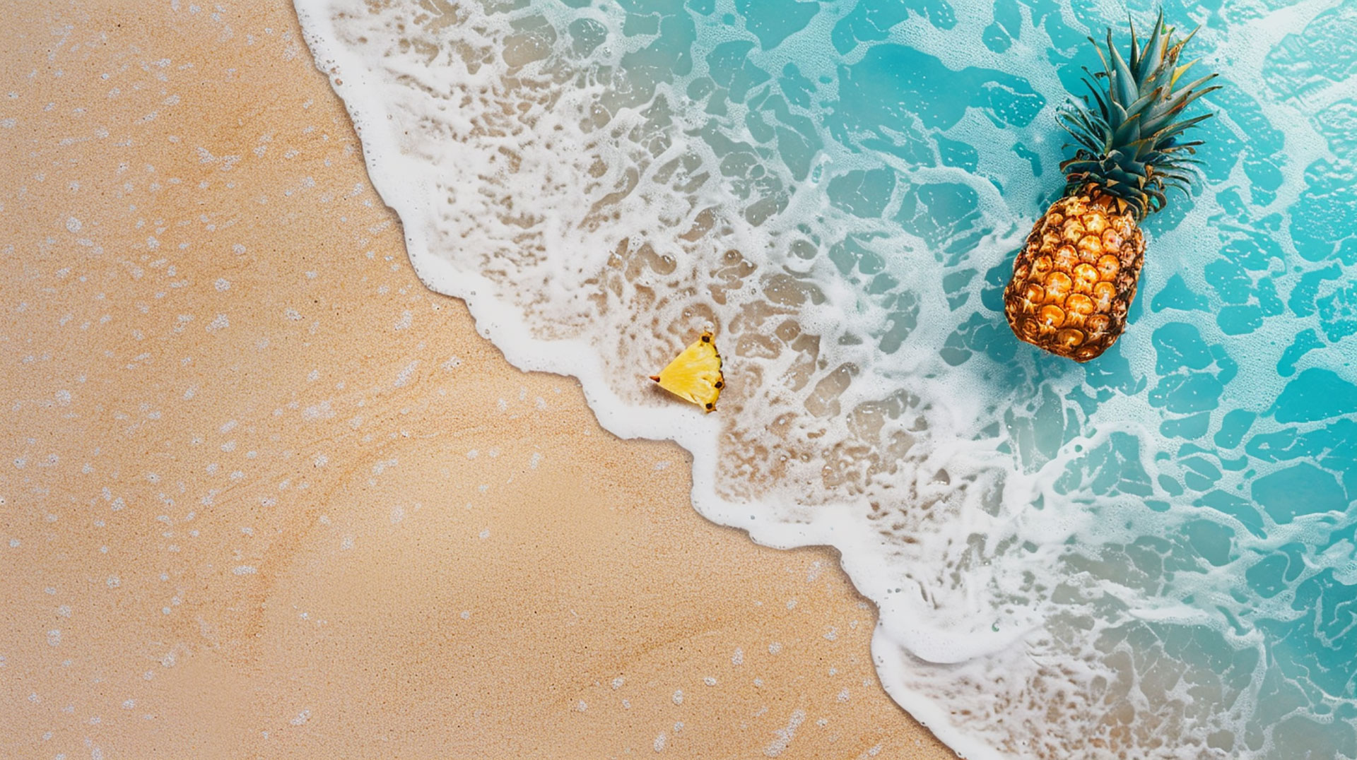 Summer Vibes: Pineapple and Beach Royalty-Free Stock Photo