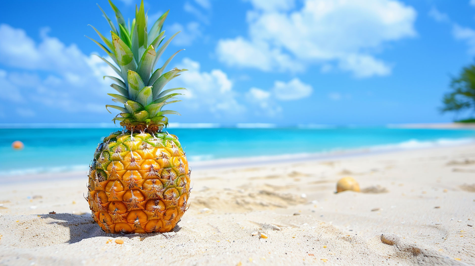 Coastal Delight: Free Beach Pineapple Image Download