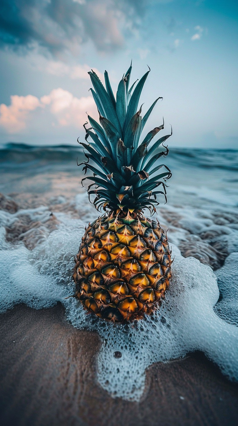 Seashore Elegance: Pineapple Royalty-Free Stock Photo for iPhone