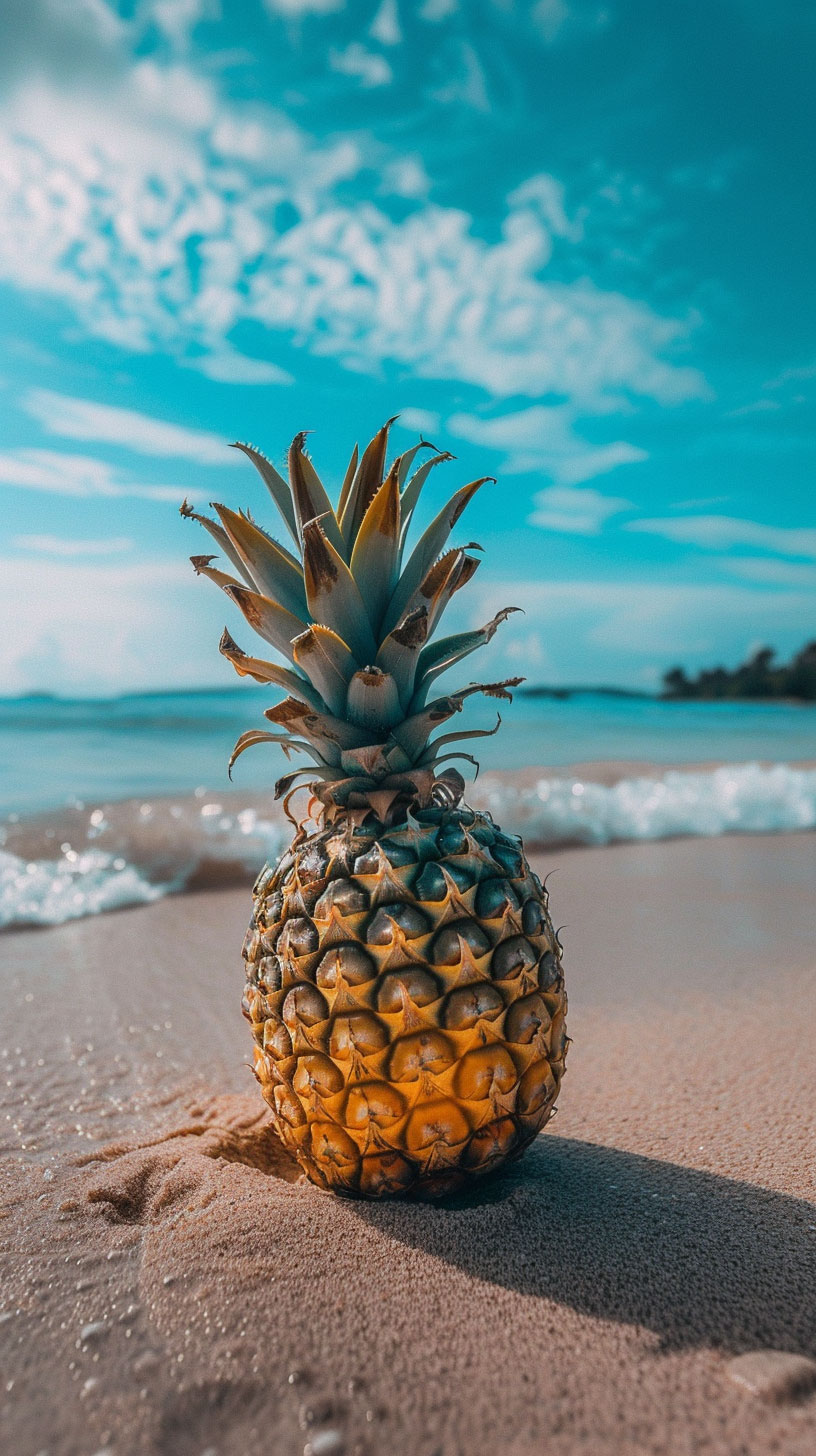 Pineapple Beach Mobile Wallpaper for iPhone