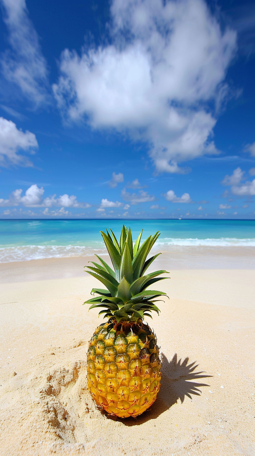 Seaside Tranquility: Pineapple Beach Stock Photos for Android