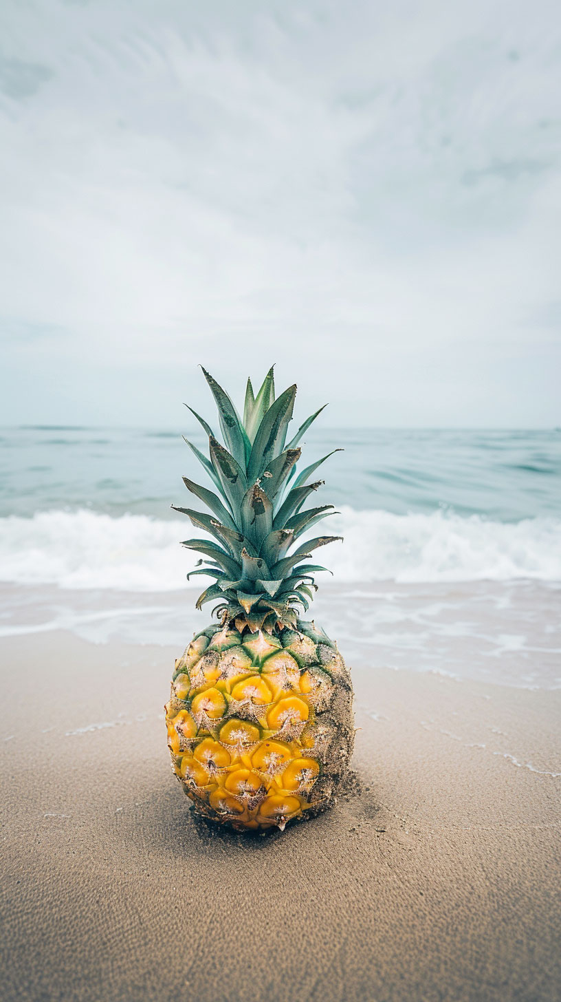 Beachside Relaxation: Pineapple 4K Wallpaper for Android