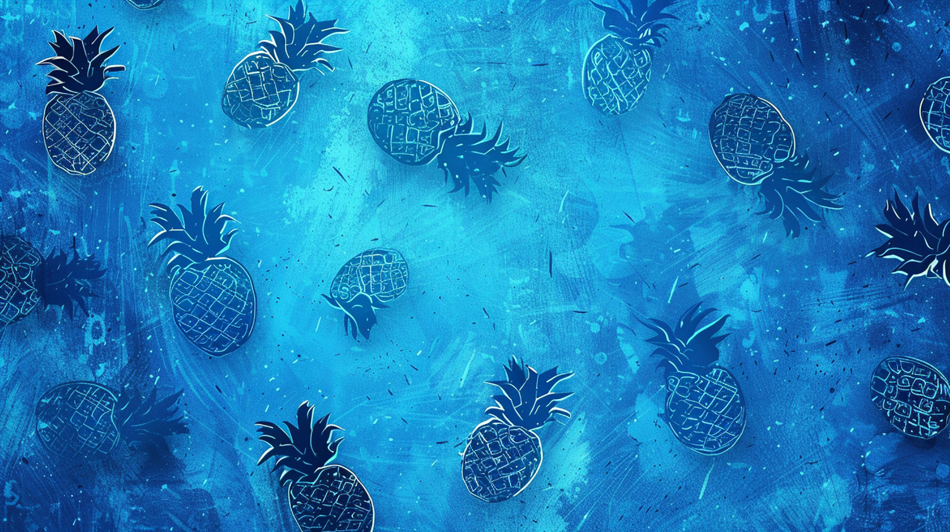 High-Resolution Blue Pineapple Wallpaper 16:9 Aspect Ratio