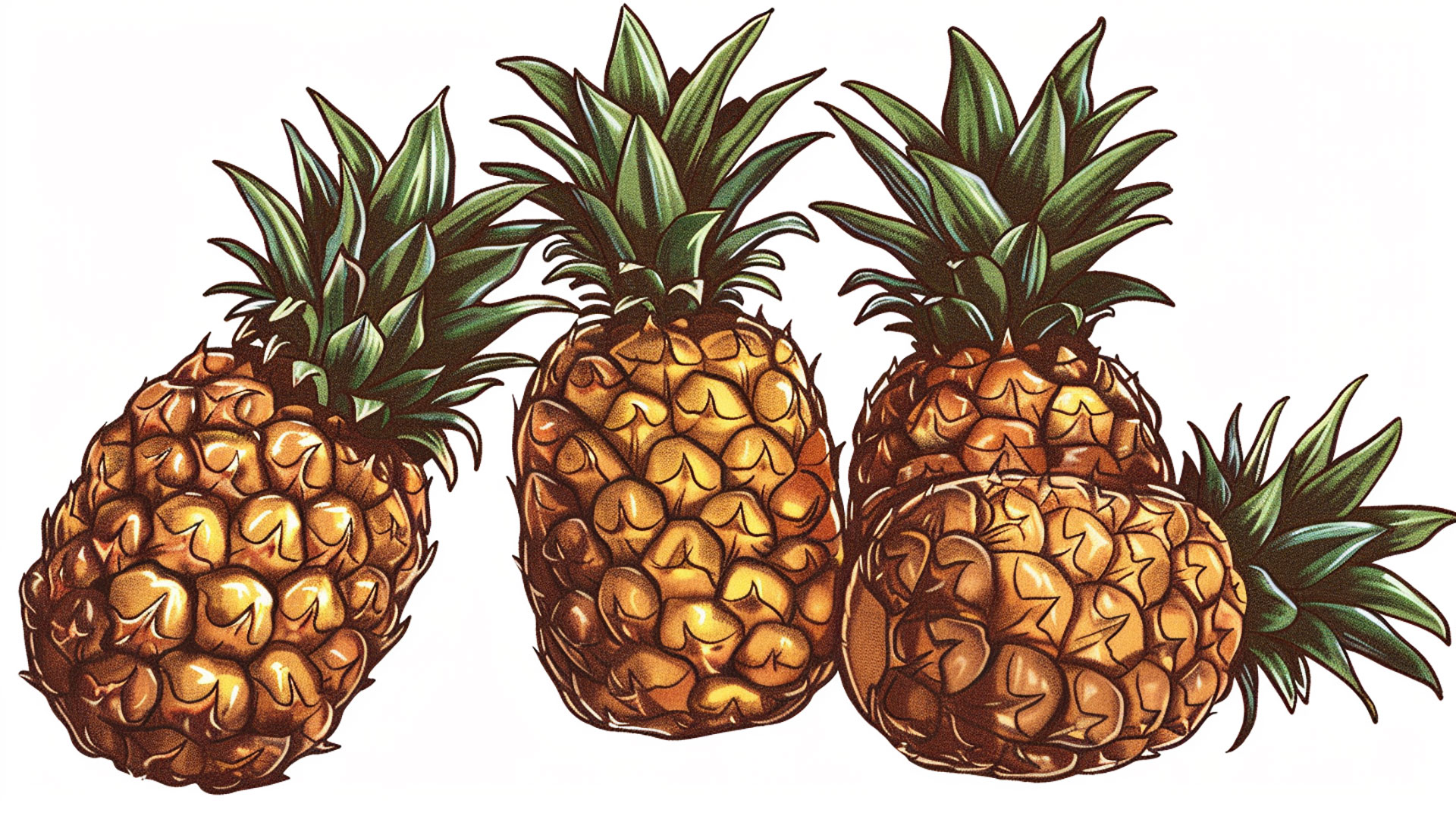 Vibrant Pineapple Illustration for Digital Backgrounds