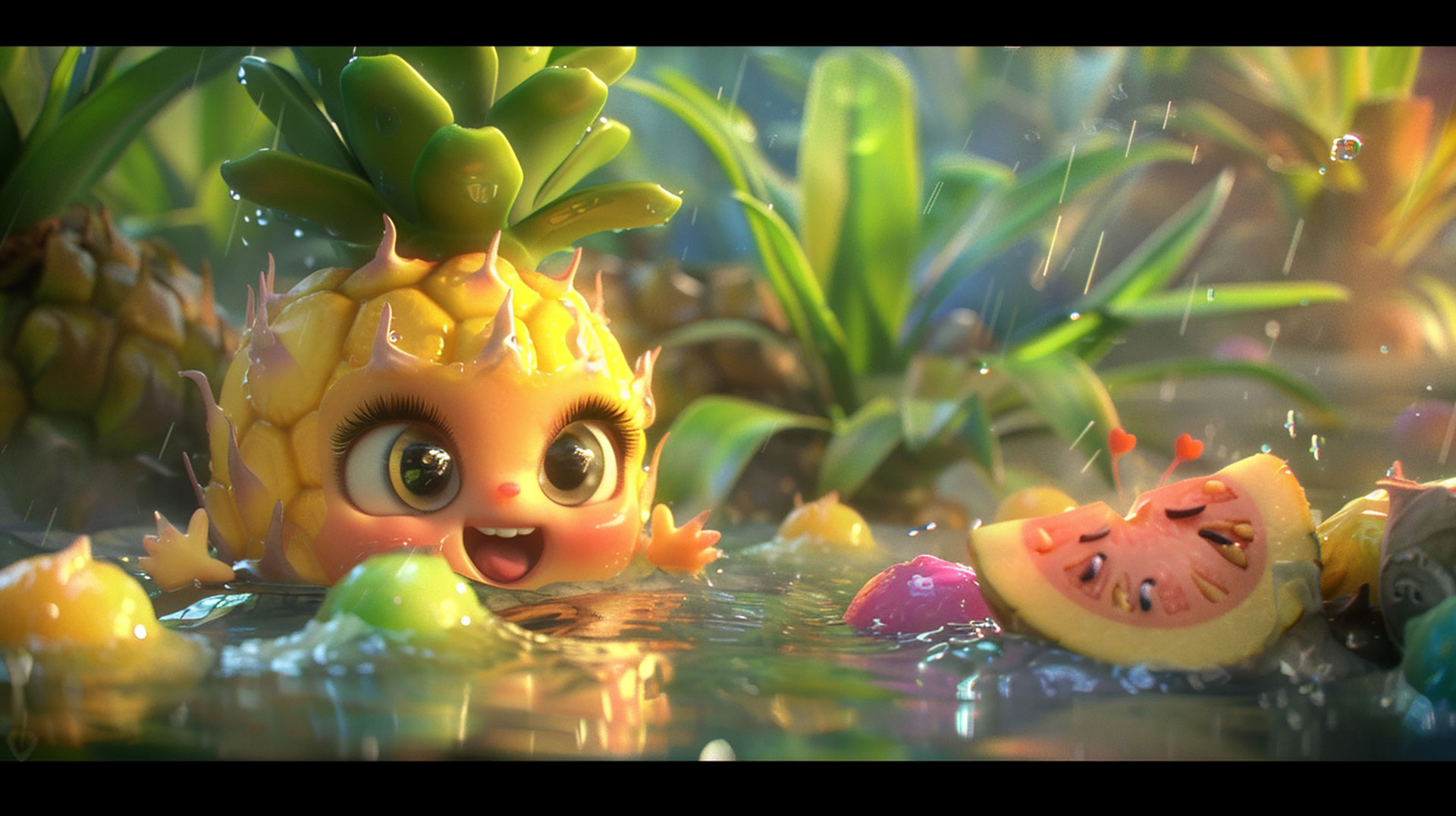 High-Resolution Cute Pineapple Wallpapers for 16:9 Screens