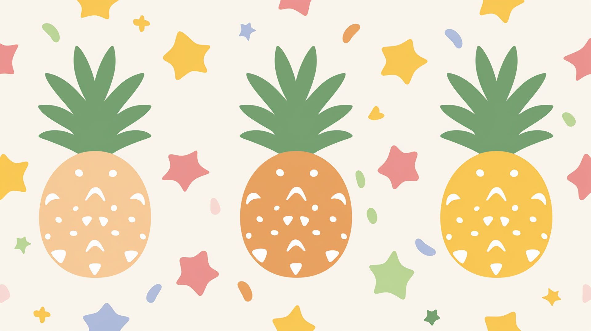 Colorful Pineapple Digital Backgrounds for Your Screen