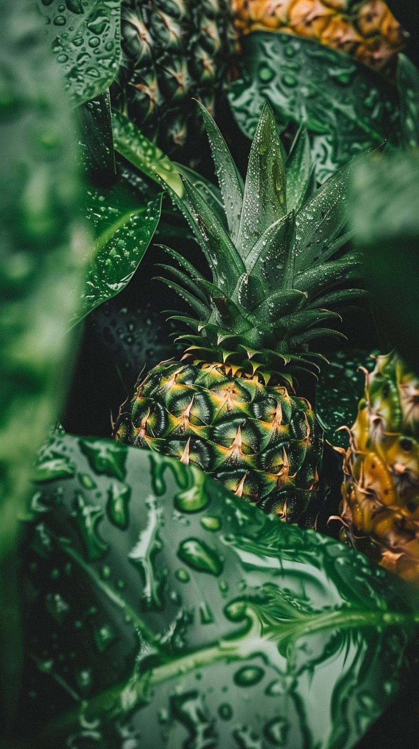 AI-Enhanced Pineapple Plant Pictures Optimized for iPhones