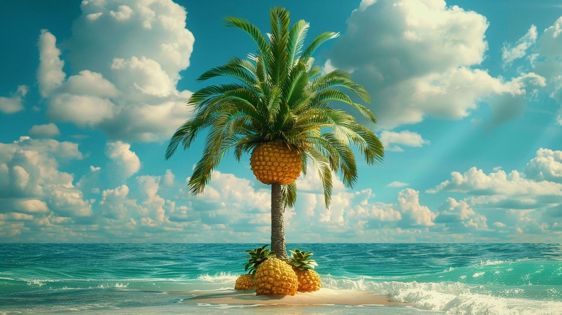 Beautiful Pineapple Tree Digital Background for 16:9 Displays