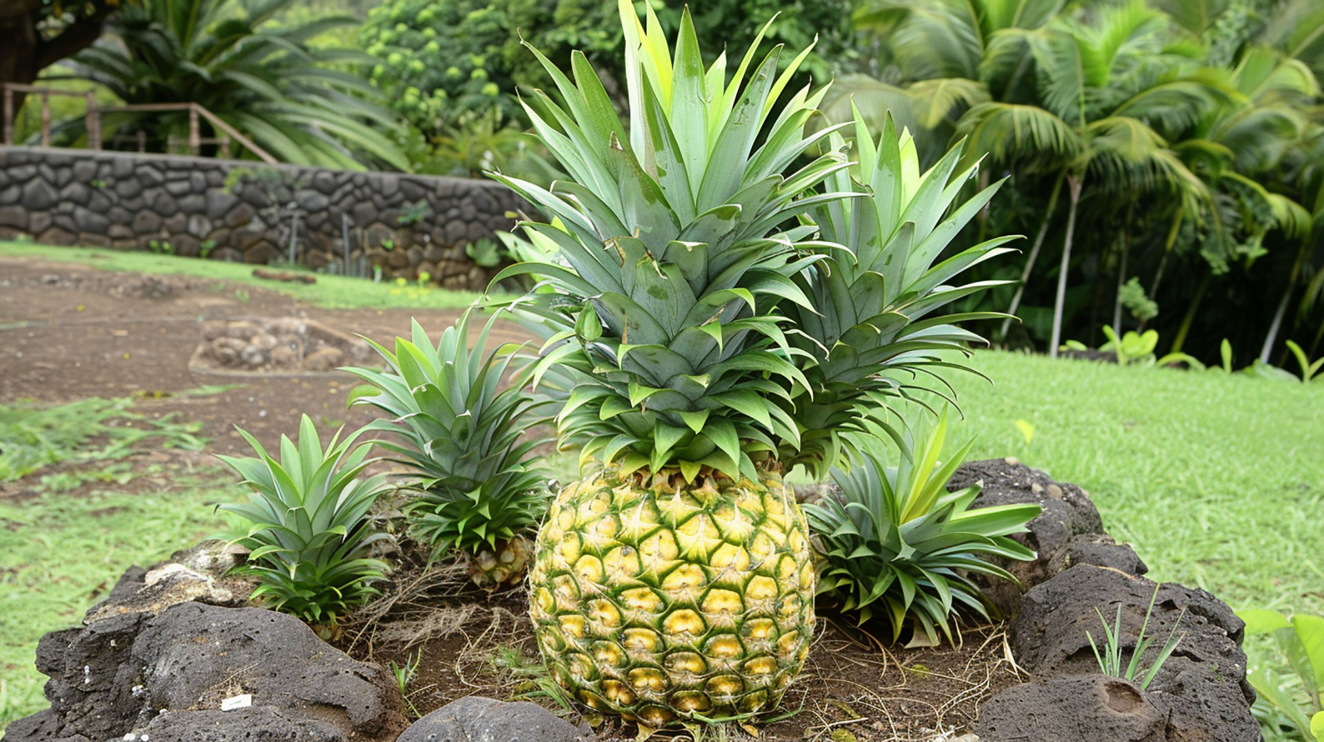 Stunning HD Wallpaper of a Pineapple Plant in Lush Greenery