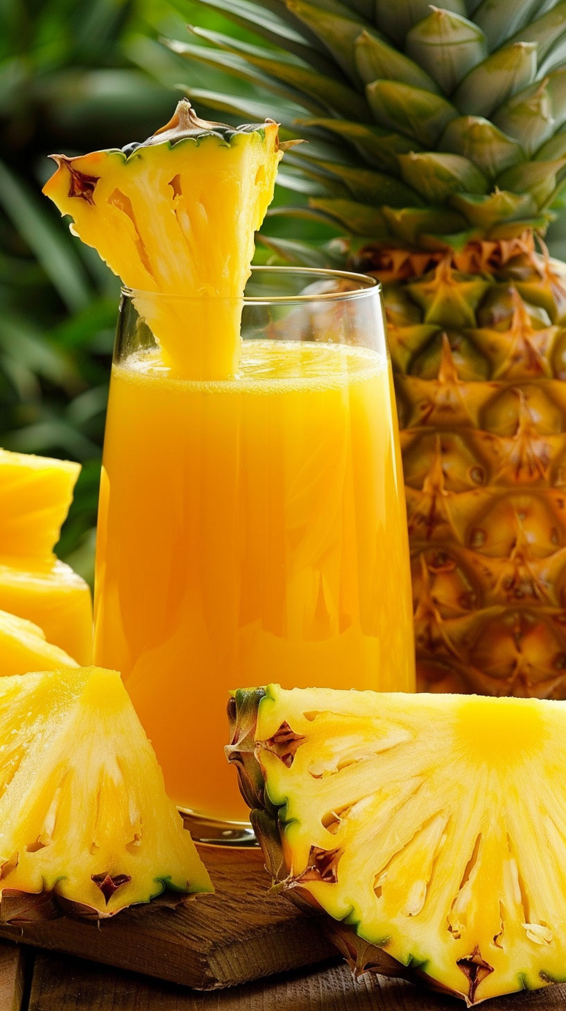 Vibrant Pineapple Juice Photos for Social Media on Mobile