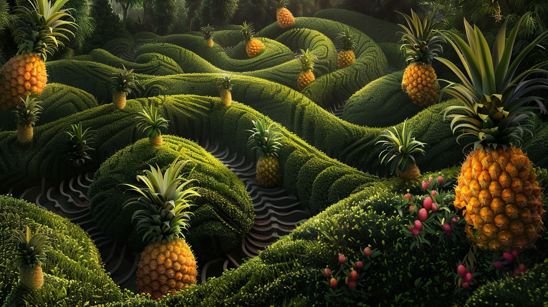 High-Quality Pineapple Garden Maze Images for Download