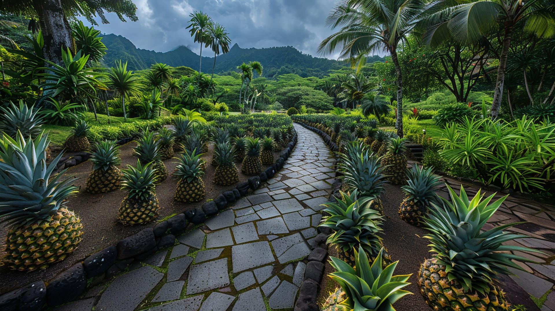 Immerse Yourself in Pineapple Garden Maze Digital Backgrounds